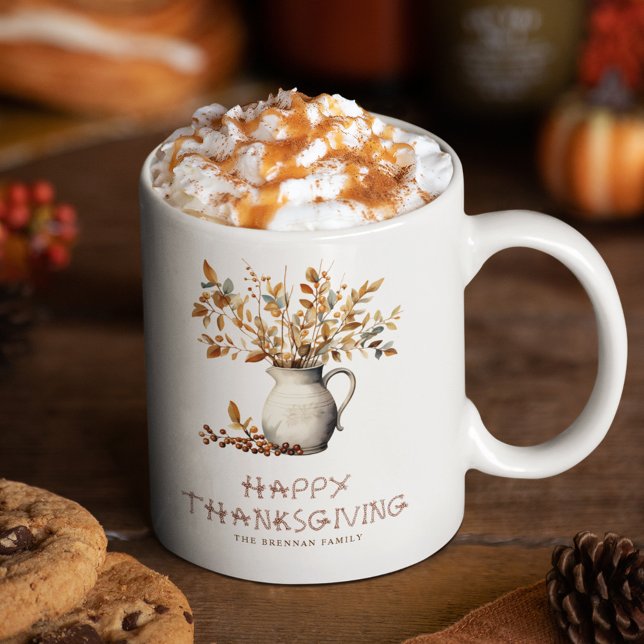 Caneca De Café Presente de Ação de Graças Elegante (Elegant Thanksgiving Fall Friendsgiving Dinner Coffee Mug)