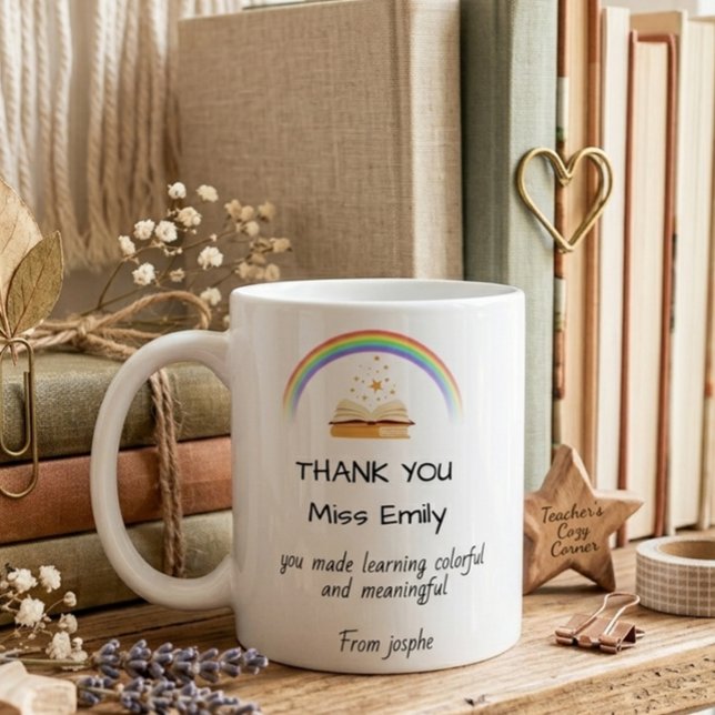 Caneca De Café Presente de Agradecimento aos Professores Amor Est (Criador carregado)