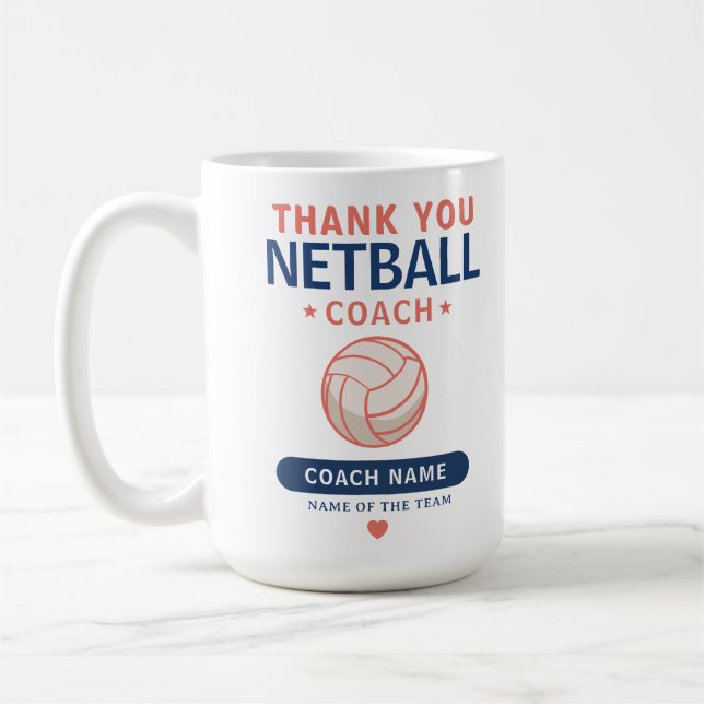 Caneca De Café Presente de Agradecimento para Treinador de Netbal (Esquerda)