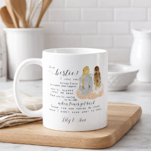 Caneca De Café Presente de Amizade Bff Moderno Personalizado
