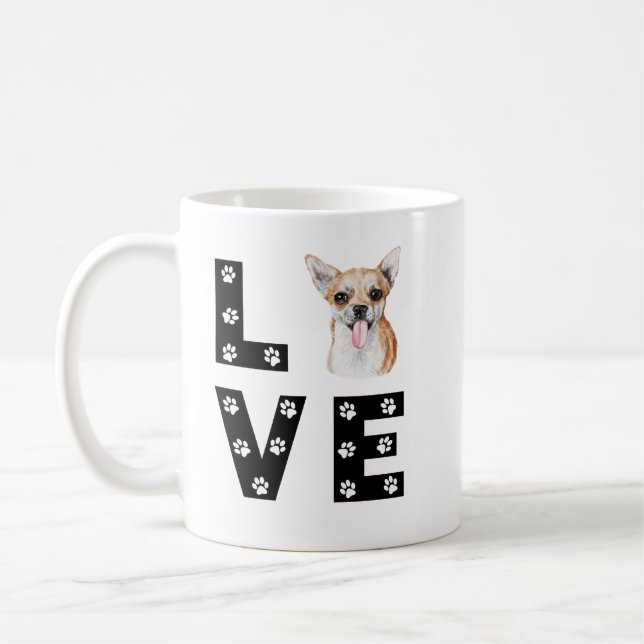 Caneca De Café Presente de Amor de Cachorrinho de Cachorro Chihua (Esquerda)