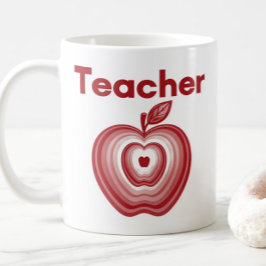 Caneca De Café Presente de Anéis de Maçã Vermelha para Professor