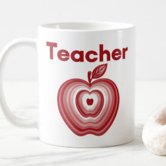 Caneca De Café Presente de Anéis de Maçã Vermelha para Professor