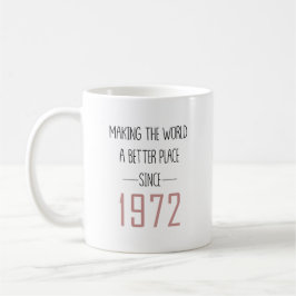 Caneca De Café Presente de Aniversário de 1972 Fazendo o Mundo um