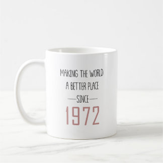 Caneca De Café Presente de Aniversário de 1972 Fazendo o Mundo um