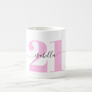 Caneca De Café Presente de Aniversário de 21 anos Rosa
