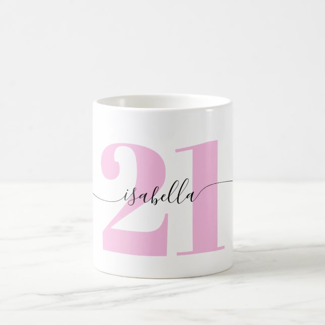 Caneca De Café Presente de Aniversário de 21 anos Rosa (Centro)