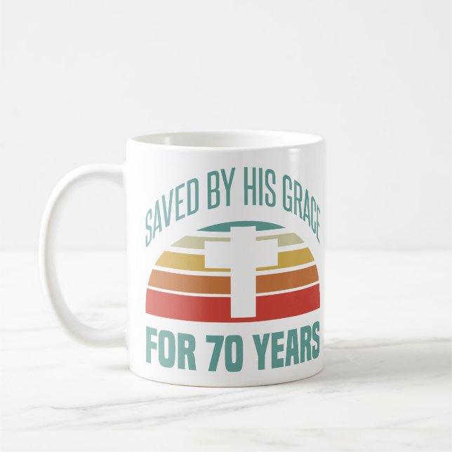 Caneca De Café Presente de aniversário de 70 para cristãos (Esquerda)