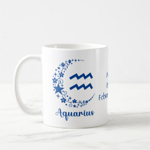 Caneca De Café Presente de aniversário de Áries Astrologia Aquári