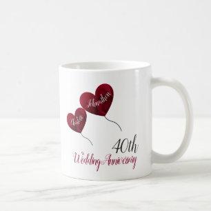 Caneca De Café presente de aniversário de casamento rubi do 40º