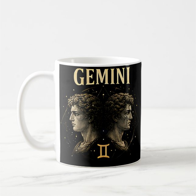 Caneca De Café Presente de Aniversário de Gêmeos Símbolo Gêmeo As (Esquerda)