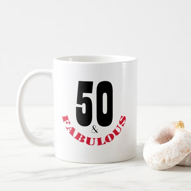 Caneca De Café Presente de aniversário Funky para 50 anos (Com Donut)