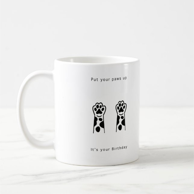 Caneca De Café Presente de aniversário, levante as patas. Anivers (Esquerda)