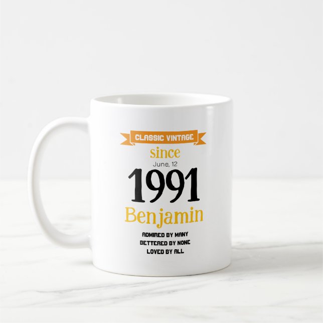 Caneca De Café Presente de Aniversário Personalizado (Esquerda)