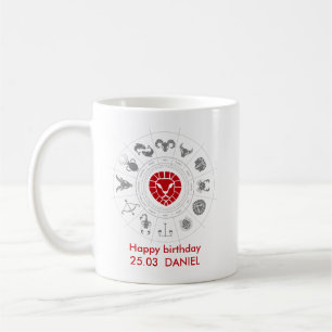 Caneca De Café Presente de aniversário personalizado Leo Zodiac