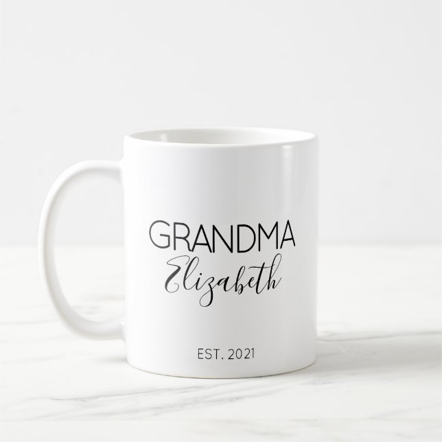 Caneca De Café Presente de Anúncio de Gravidez Nome da Vovó (Esquerda)