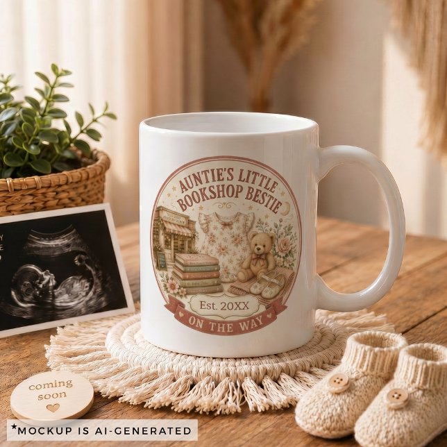 Caneca De Café Presente de Anúncio de Gravidez para Tia (Pregnancy Announcement Gift for Aunt Coffee Mug)