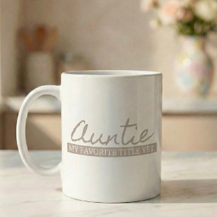 Caneca De Café Presente de Anúncio de Gravidez Título de Tia Favo
