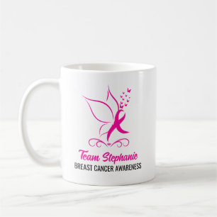 Caneca De Café Presente de Apoio ao Câncer de Mama com Fita Rosa