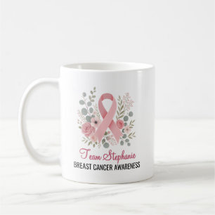 Caneca De Café Presente de Apoio ao Câncer de Mama com Laço Rosa 