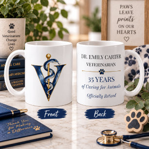 Caneca De Café Presente de Aposentadoria de Veterinário Azul Eleg