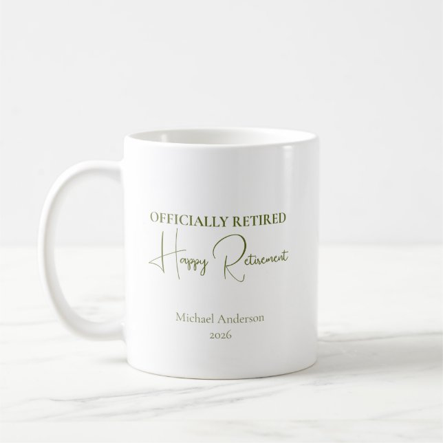 Caneca De Café Presente de Aposentadoria Oficialmente Aposentado (Esquerda)
