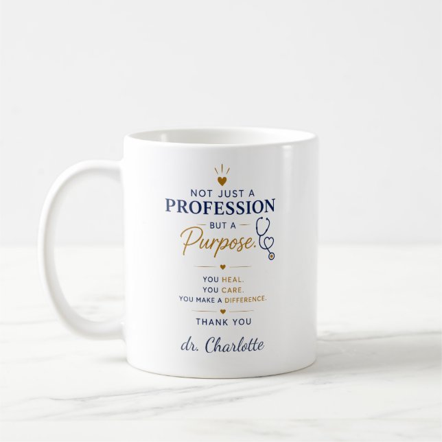 Caneca De Café Presente de Apreciação Personalizado para Médico | (Esquerda)