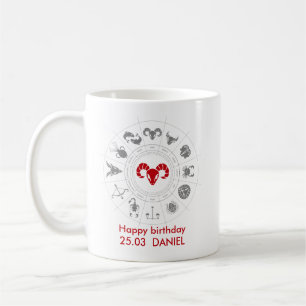 Caneca De Café Presente de Aries Personalizados Zodiac Birthday