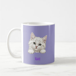 Caneca De Café Presente de Arte de Gatinho Personalizado com Nome