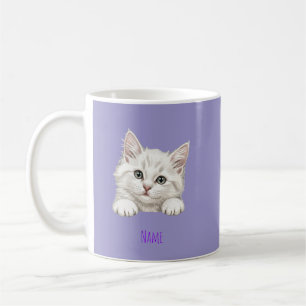 Caneca De Café Presente de Arte de Gatinho Personalizado com Nome