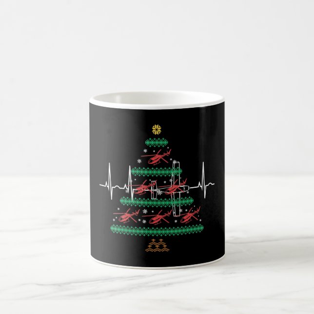 Caneca De Café Presente de Árvore do Piloto de Natal Feio do Heli (Centro)