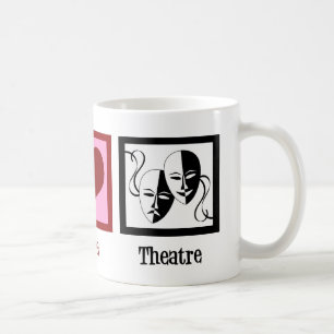 Caneca De Café Presente de Ator do Teatro Peace Love