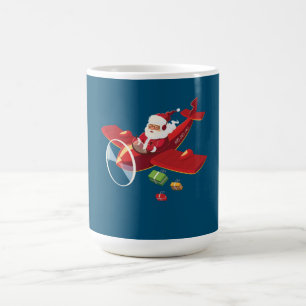 Caneca De Café Presente de Avião Voador do Piloto Papai Noel de N
