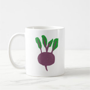 Caneca De Café Presente de Beterraba Roxa Orgânica Desenhada à Mã