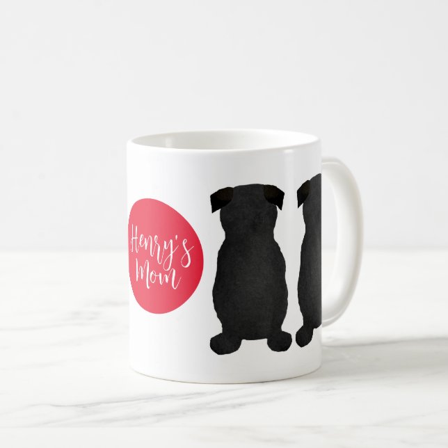 Caneca De Café Presente de Black Pug para mamãe (Frente Esquerda)