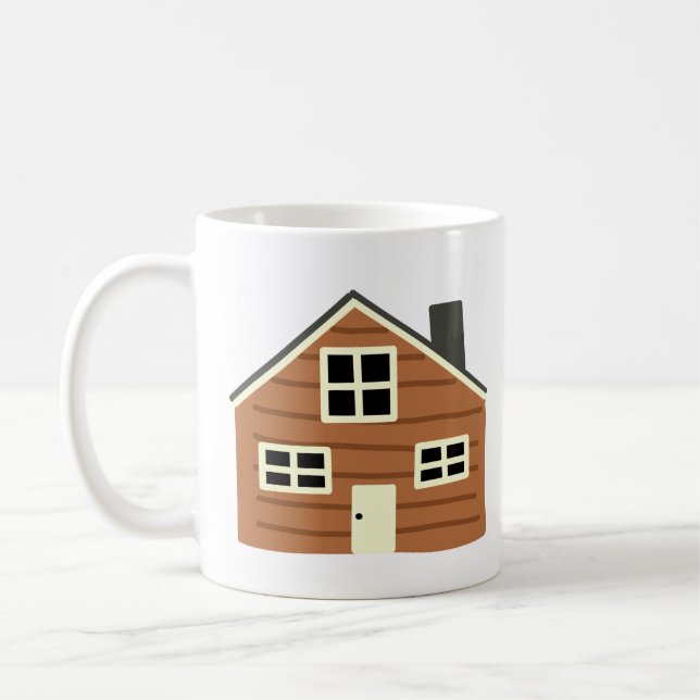 Caneca De Café Presente de Cabana de Madeira Marrom Rústica (Esquerda)