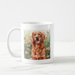 Caneca De Café Presente de Café Cachorro Vermelho de Aquarela