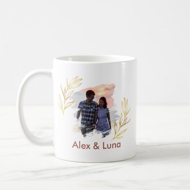 Caneca De Café Presente de Casal Elegante Amor Simples Romântico  (Esquerda)