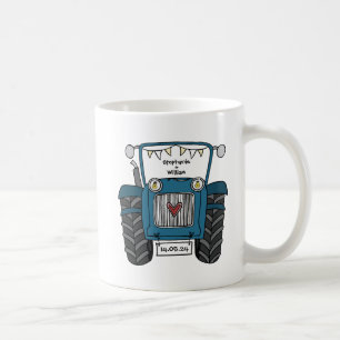 Caneca De Café Presente de Casamento do País do Trator Azul Perso