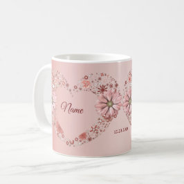 Caneca De Café Presente de casamento moderno coração floral de pê