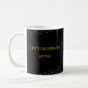 Caneca De Café Presente de Celebração com Moldura de Confetes Pas