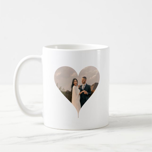 Caneca De Café Presente de Coração de Foto de Casal Moderno Mínim (Esquerda)