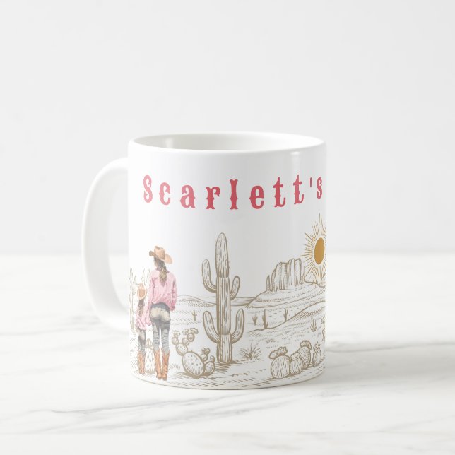 Caneca De Café Presente de CowGirls Mãe e Filha 11oz (Frente Esquerda)