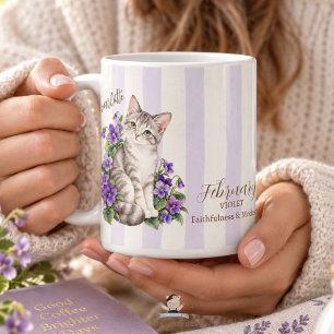Caneca De Café Presente de Dama de Honra com Gato e Flor de Nasci