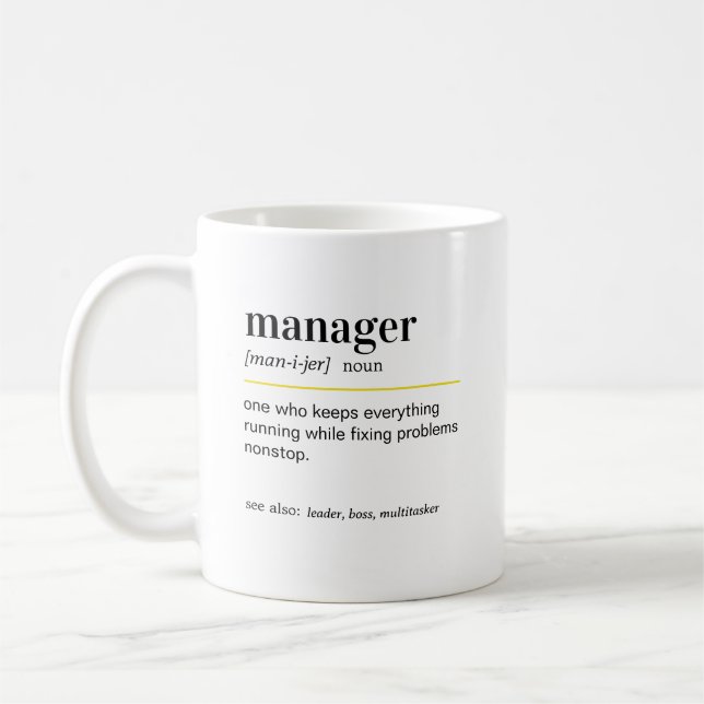 Caneca De Café Presente de Definição de Gerente Engraçado (Esquerda)
