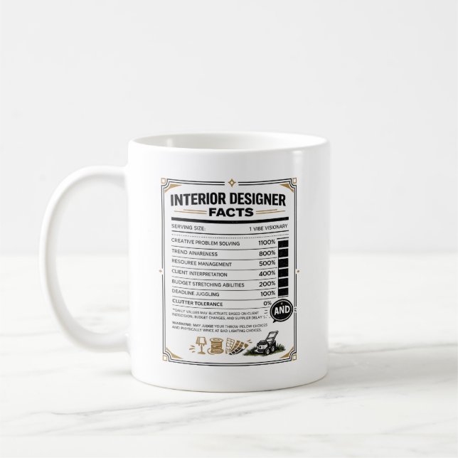 Caneca De Café Presente de Designer de Interiores para Estudante  (Esquerda)