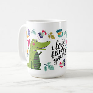 Caneca De Café Presente de Dia de os namorados Crocodilo Engraçad