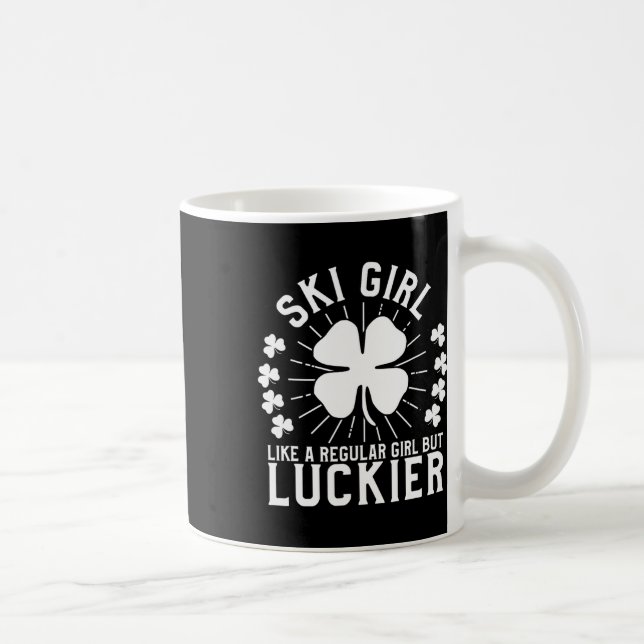 Caneca De Café Presente de Dia de São Patrício para Esquiadora (Direita)