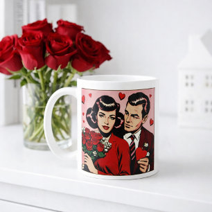 Caneca De Café Presente de Dia dos Namorados de Quadrinhos Românt