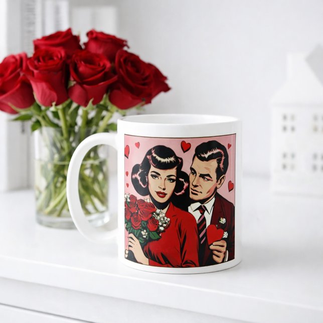Caneca De Café Presente de Dia dos Namorados de Quadrinhos Românt (Criador carregado)